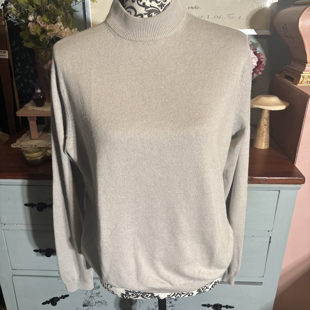 Paul Frederick Silk & Cashmere Mock Neck Gray Sweater Sz Small